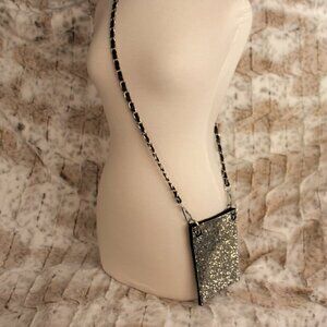 Clear White Rhinestone Bling Black Hobo Crossbody Mini Shoulder Bag